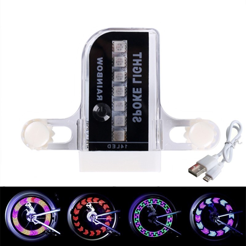 自行车灯夜骑风火轮七彩灯山地车灯装饰灯儿童轮胎灯单车轮灯配件