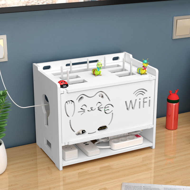 wifi电线收纳架路由器收纳盒插线板遥控器收纳免打孔机顶盒置物架