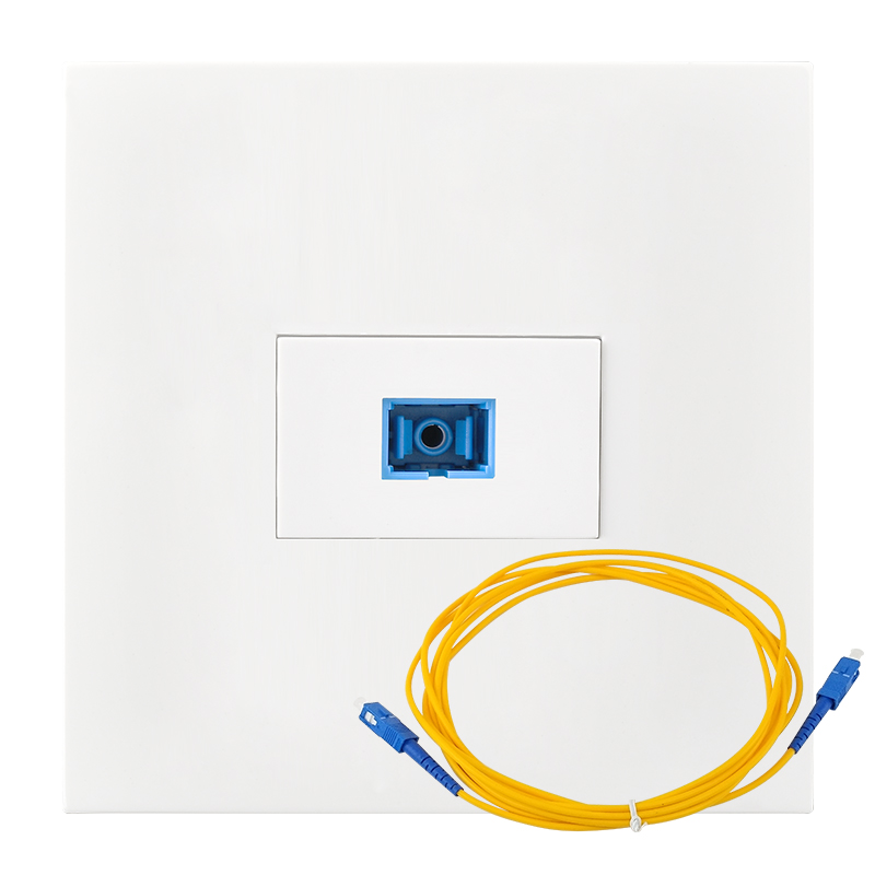 86暗装白色光纤插座带2米线套餐 sc端子插孔面板宽带入户网线电脑