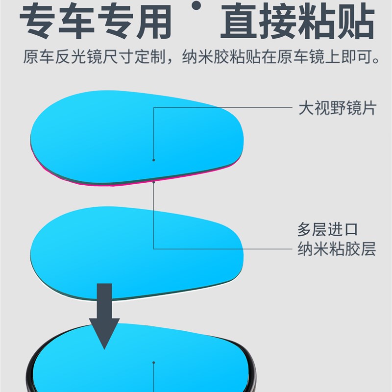 适用于Cu625无级后视镜改装大视场凸面镜250超广角蓝光反射镜防眩
