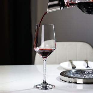 水晶玻璃白钻金钻金箔高脚杯红酒杯大小号勃艮第轻奢家用餐厅