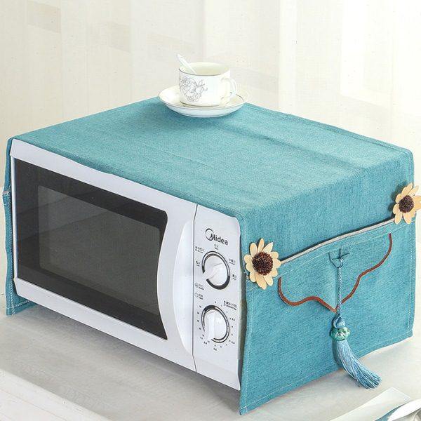家用微波炉罩纯色长方形微波炉防尘罩套防油简约时尚烤箱盖布巾
