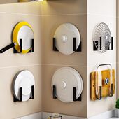 放锅盖架壁挂式 免打孔双层带接水墙上多功能厨房置物菜板收纳神器