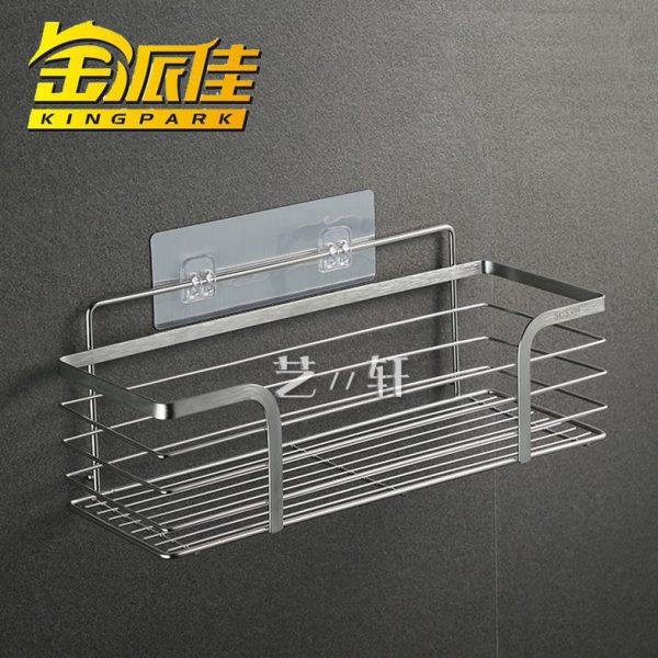 304不锈钢免钉大号浴室置物架 免打孔小号卫生间厨房壁挂收纳架子