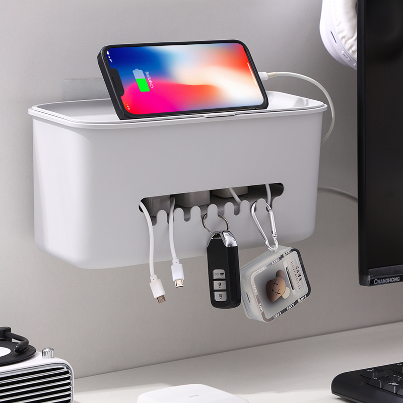 插排电线固定插座排插墙上理线器置物架网线走线神器充电线收纳盒