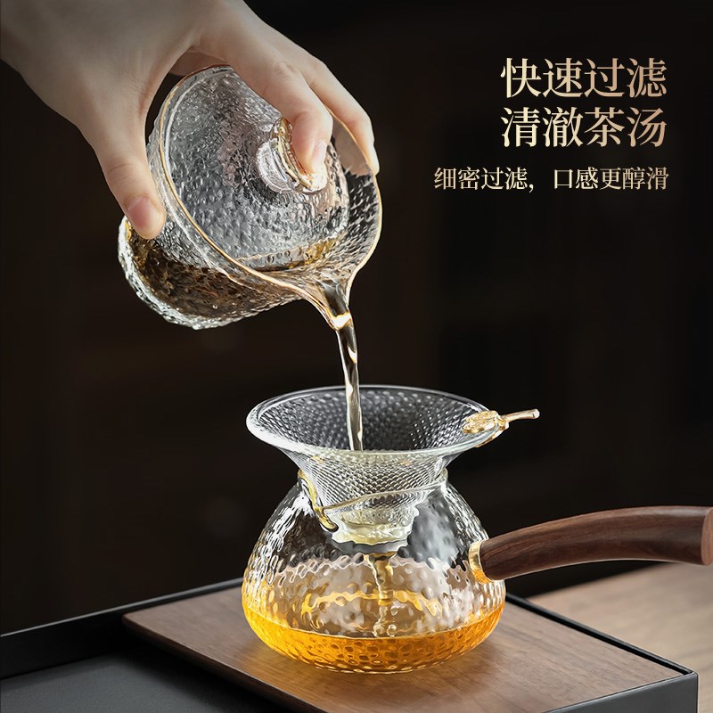 茶漏茶滤一体玻璃公道杯小青柑茶叶茶水分离茶隔茶具配件茶过滤网
