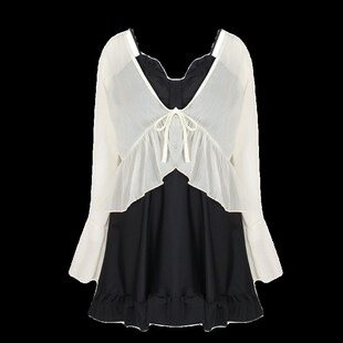 泳衣女胖mm200斤遮肚子保守温泉度假泳装 分体三件套罩衫 裙式 新款