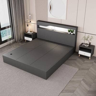 床现代简约主卧1.8米板式双人床经济型1.5m单人床实木床榻榻米床