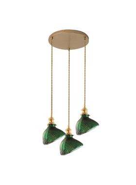 北欧美式单三头玻璃绿色吊灯个性艺术餐厅书房吧台玄关吊灯LED灯