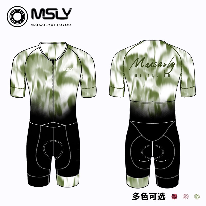 迈赛力MSLY竞技夏季男士短袖骑行连体服意大利进口面料透气 气动