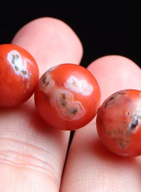 天然保山南红玛瑙手链佛珠独特铁皮包浆文玩手串单圈男女款饰品