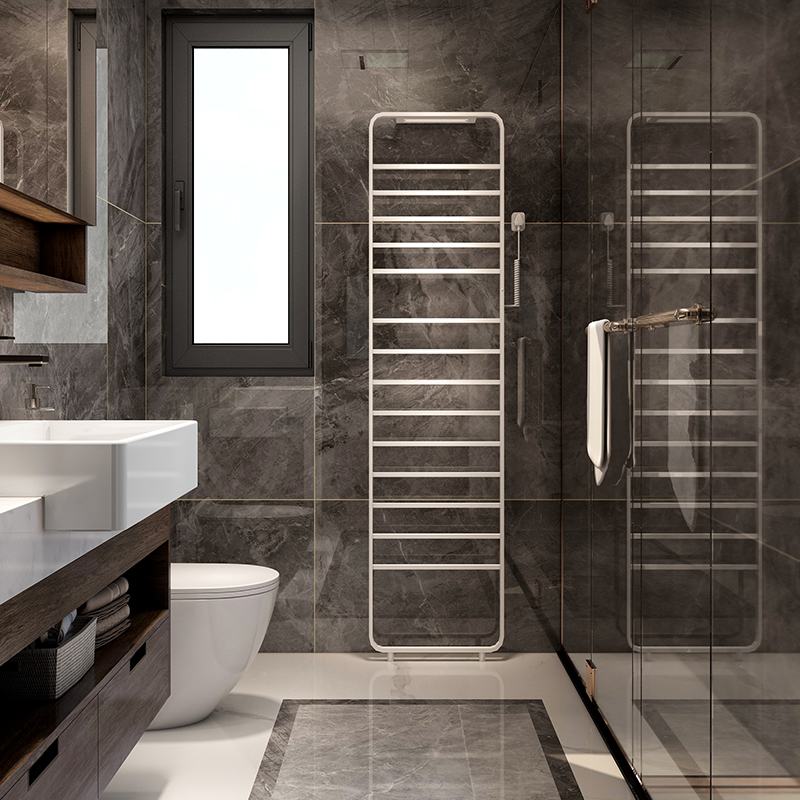 落地电热梯子毛巾架家用卫生间置物免打孔智能加热浴巾烘干架立式