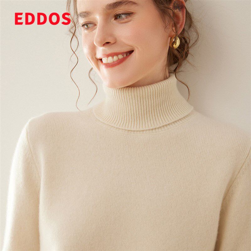 秋冬新款100%纯山羊绒衫女高翻领7针加厚保暖套头毛衣针织打底衫