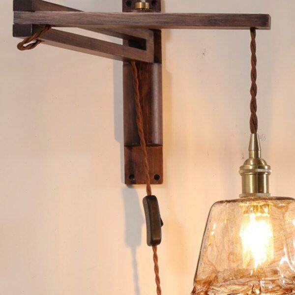 日式复古美式实木胡桃色伸缩折叠壁灯民宿简约客厅卧室过道镜前灯