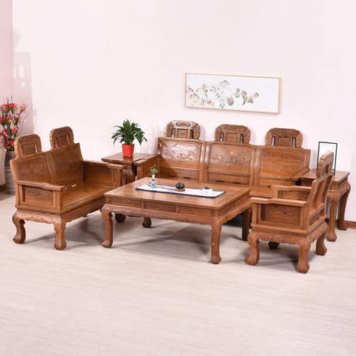 红木家具 鸡翅木象头沙发客厅中式实木沙发组合123仿古全原木复古