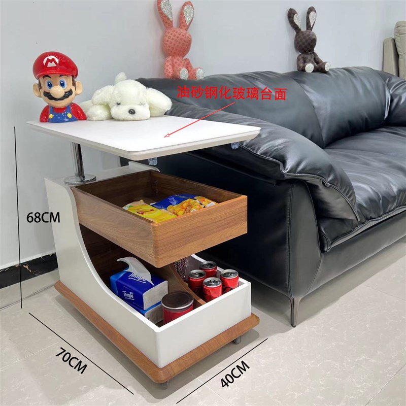 中古风客厅边柜j小户型阳台烧水一体壶移动茶台带轮子移动升降边