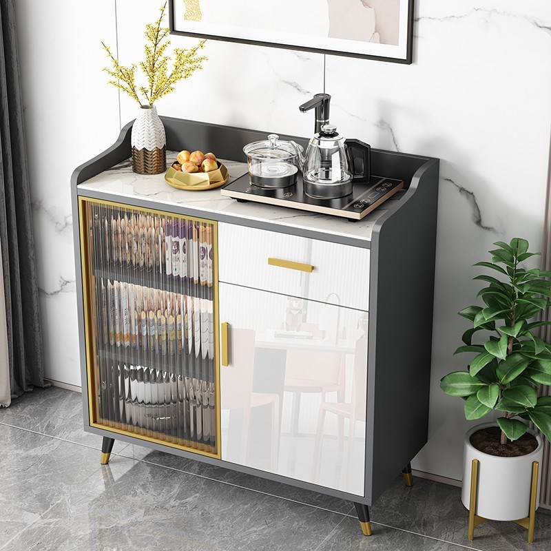 岩板餐柜现代简约客厅小户型储物收纳玻璃门Q实木饭厅玄关茶水柜