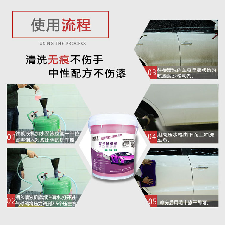 美郦斯泥沙松动剂免擦拭无划痕洗车液洗车店用免擦泥沙松动剂