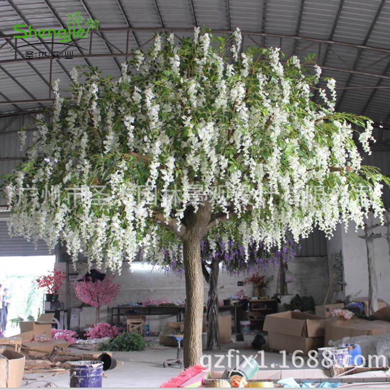广州仿真花树商场婚庆室内外大型装饰植物绢布假花藤条仿真豆花树