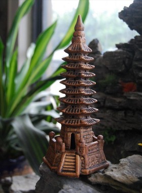 高20厘米文昌塔九层陶瓷摆件假山盆景鱼缸办公Q书桌造景装饰工艺