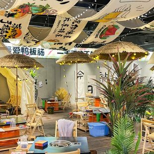 露营小酒馆天幕装饰布工业风酒吧吊顶挂布天花板遮挡背景布定制