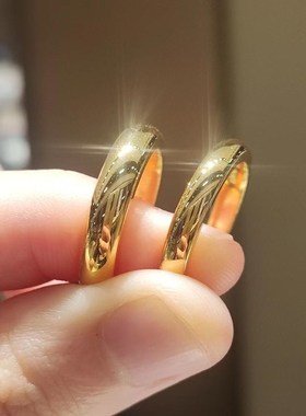 古法金包银泥鳅背戒指男女平面实心对H戒简约素圈指环情侣对戒礼