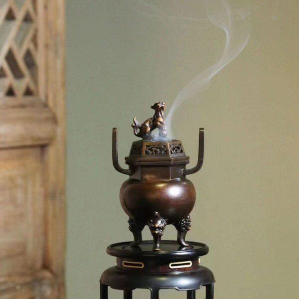 见素香坊 陈巧生制朝冠耳六棱熏炉 古典香薰炉居室仿古铜器C182-7