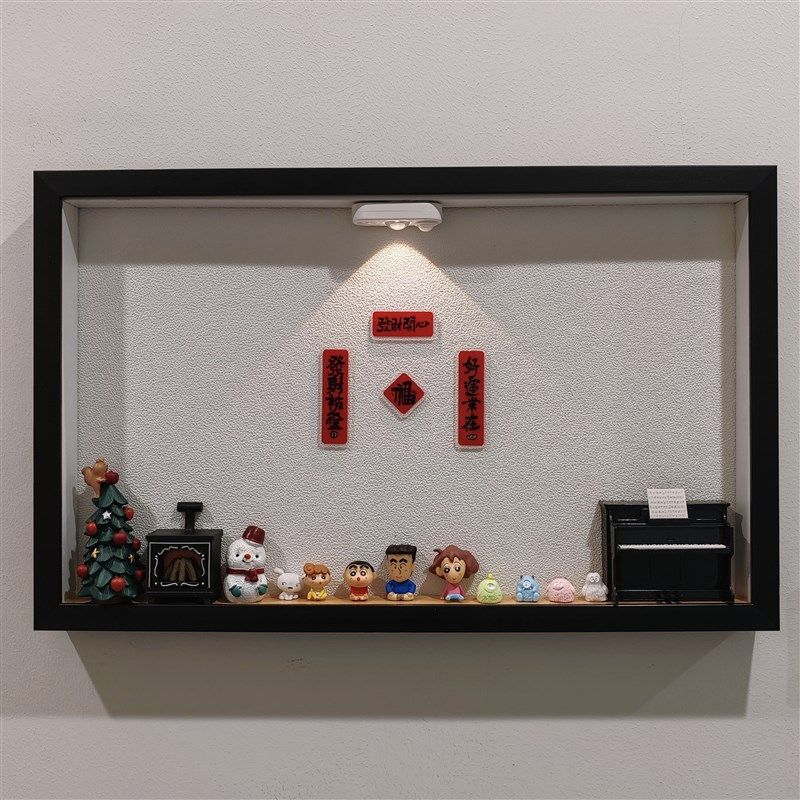 蜡笔小新娃娃屋挂画感应夜灯玄关装饰画电表箱弱电箱遮挡免打孔