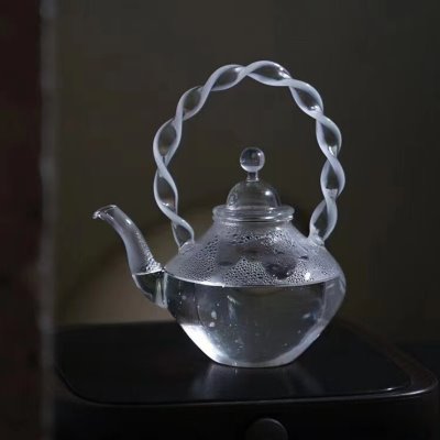 玻心璃语晴丝提梁烧水壶高硅耐热玻璃煮茶壶手工烟灰水吊壶500ml
