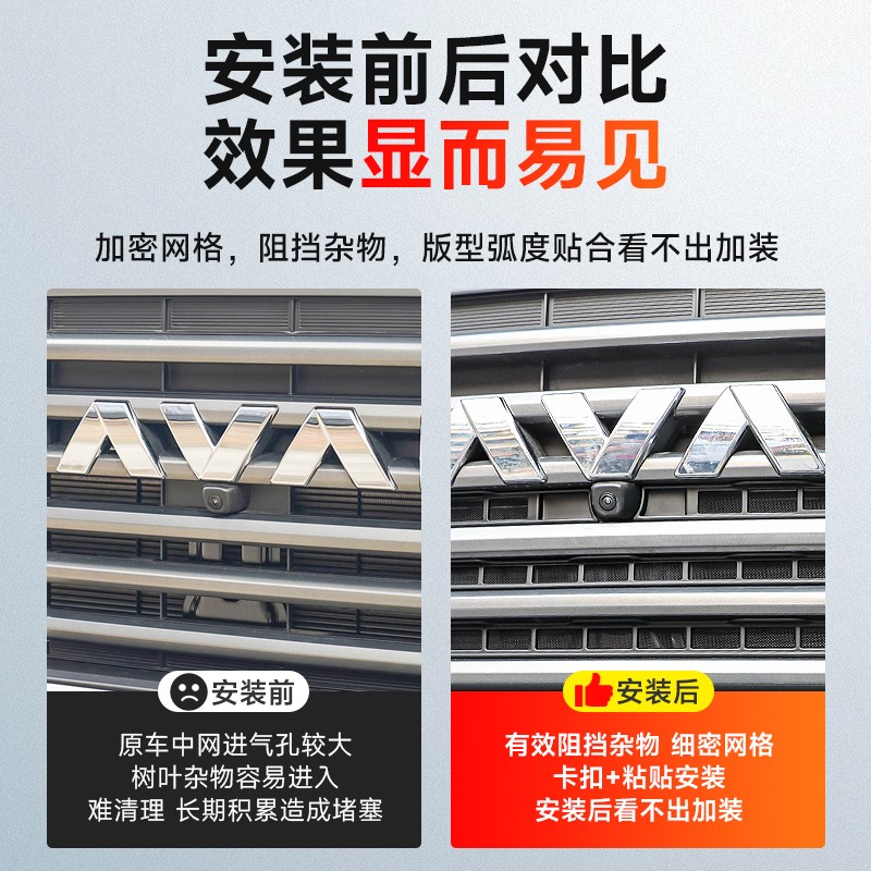 23-25款哈弗猛龙防虫网卡扣式中网一体水箱前车头越野改装件