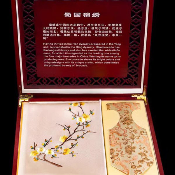 蜀绣手工刺绣绣花丝巾围巾领带情侣礼盒套装中国风特色礼品送老外