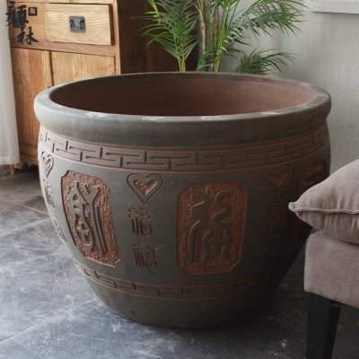 百福大缸门海陶缸超大花盆缸土陶睡莲缸金鱼缸陶瓷大号缸盆中式缸