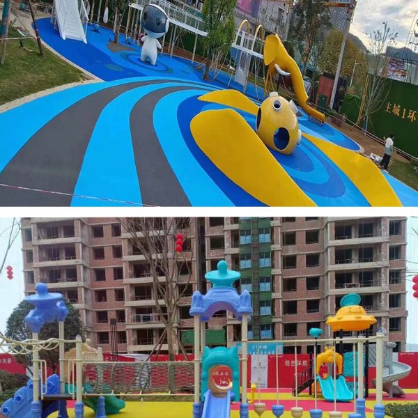 EPDM彩色橡胶颗粒塑胶篮球场跑道幼儿园室外地胶地坪地垫地面材料