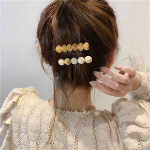 复古豆豆爱心亚克力鸭嘴夹发夹侧边夏季 边夹 网红2021年新款