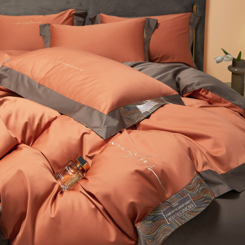 轻奢高级感A类100支双股长绒棉四件套全棉被套床单笠床上用品