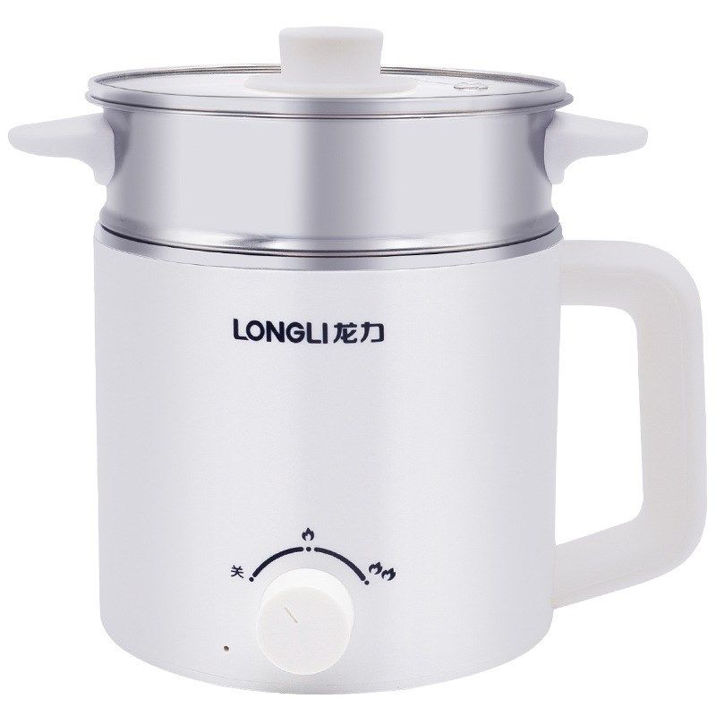 龙力 LL-8001A带蒸笼多功能电热锅电蒸锅迷你煮面锅学生迷你火锅