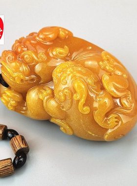 玉石原石黄龙玉仿寿山石雕田黄石手把件旺财貔貅奇石观赏石母子兽