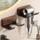 胡桃木吹风机支架中古风卫生间电吹风置物架挂架浴室风筒壁挂收纳