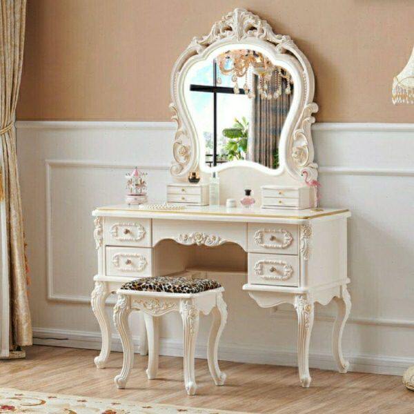 带灯欧式梳妆台卧室多功能小户型迷你现代简约化妆台化妆桌实木柜