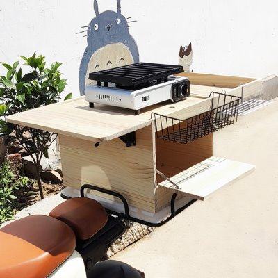 摆摊木箱低成本创业夜市电动自行车后尾多平台美食箱实木摆摊神器