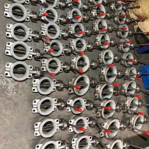 304不锈钢对夹式蝶阀D71X 手动手柄软密封硅胶阀门DN25 50 80 100