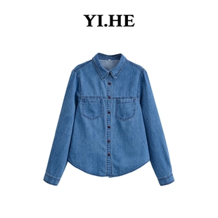 2026 上衣 春季 港味休闲宽松显瘦叠穿长袖 NZ602 上新牛仔衬衫 YIHE