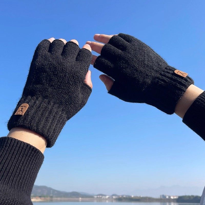 半指手套冬季加厚毛线针织