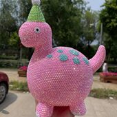 礼品储蓄罐不存钱罐创意出搪卡通只进镶钻胶恐龙新款 儿童存钱罐