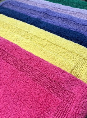 长春花蓝色豪华阿克苏长绒棉80A0g大毛圈五星级酒店地垫柔软吸水