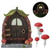 新款 饰庭院 品挂创意蘑菇树门窗树木树脂夜光插件花园装