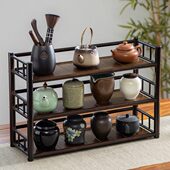 放博古架桌面茶叶茶具杯紫砂壶展示架茶架置物架小型实木收纳柜摆