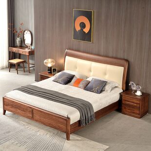 高箱床轻奢床全实木主卧乌金木床收纳储物真皮床极简尚可软包纯优