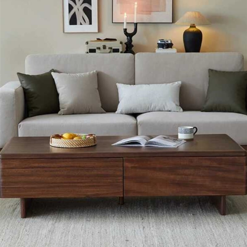 意大利极简主义北美黑胡桃实木茶几茶几收纳斯堪G的纳维亚家具现