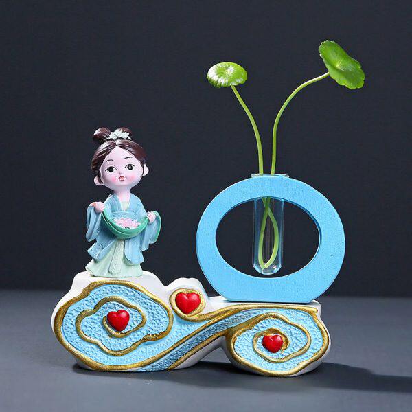 客厅铜钱草电视柜小花瓶摆件绿萝仕女水培插花玻璃桌面简约装饰品